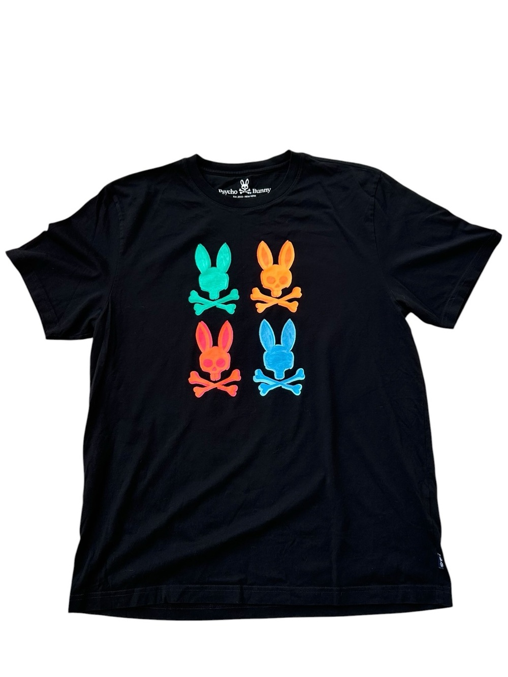 Psycho Bunny Big Tall Black Bennett Multi Bunny Graphic T-Shirt Size 7 (XL)